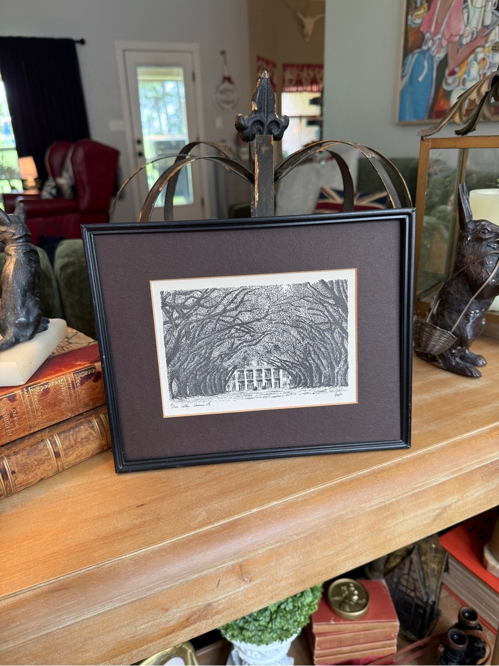 Vintage Oak Alley Plantation Giclée Print – Signed, Matted, Framed 8×10 - Picture 14 of 17
